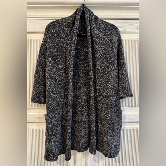 THEORY Womens Gray Chunky Knit Long Shawl Cardigan Sweater Wool/Cashmere Blend M - Picture 1 of 14